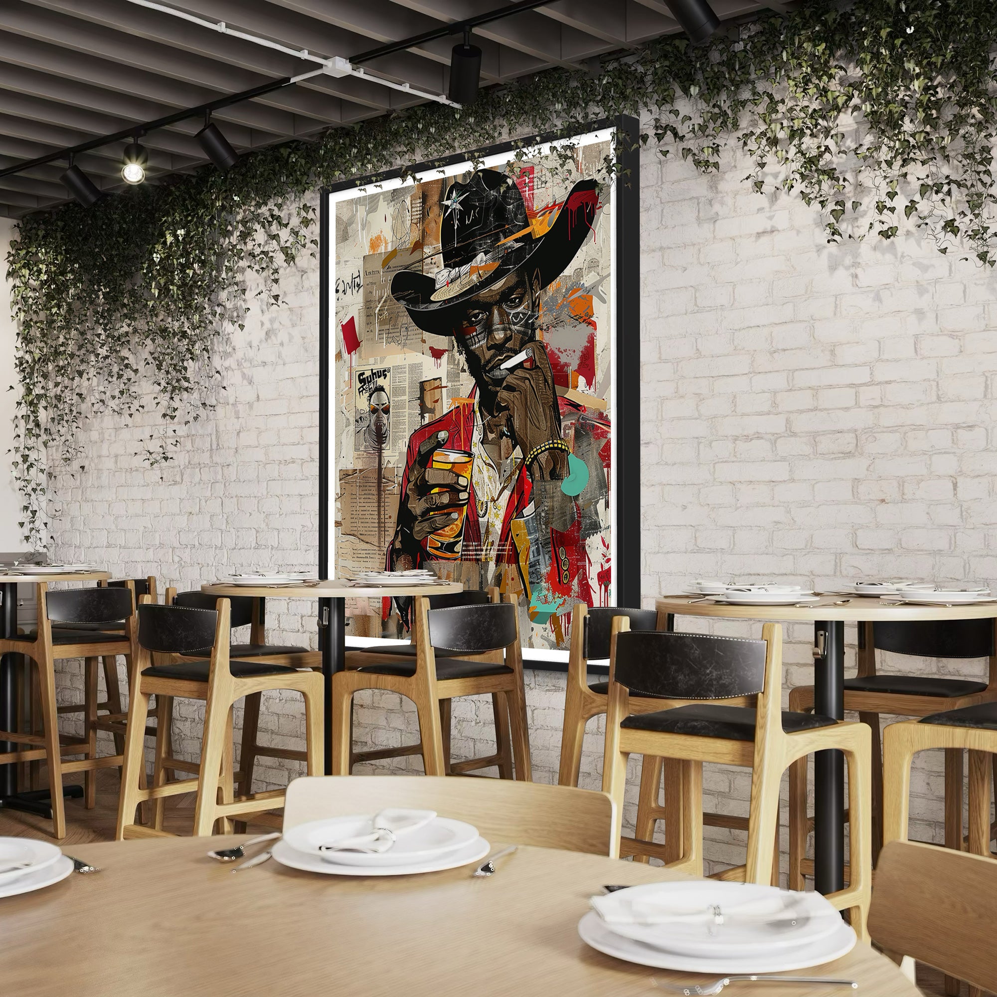 Black Cowboy Pop Art Print: African American Urban Wall Decor - Style 01