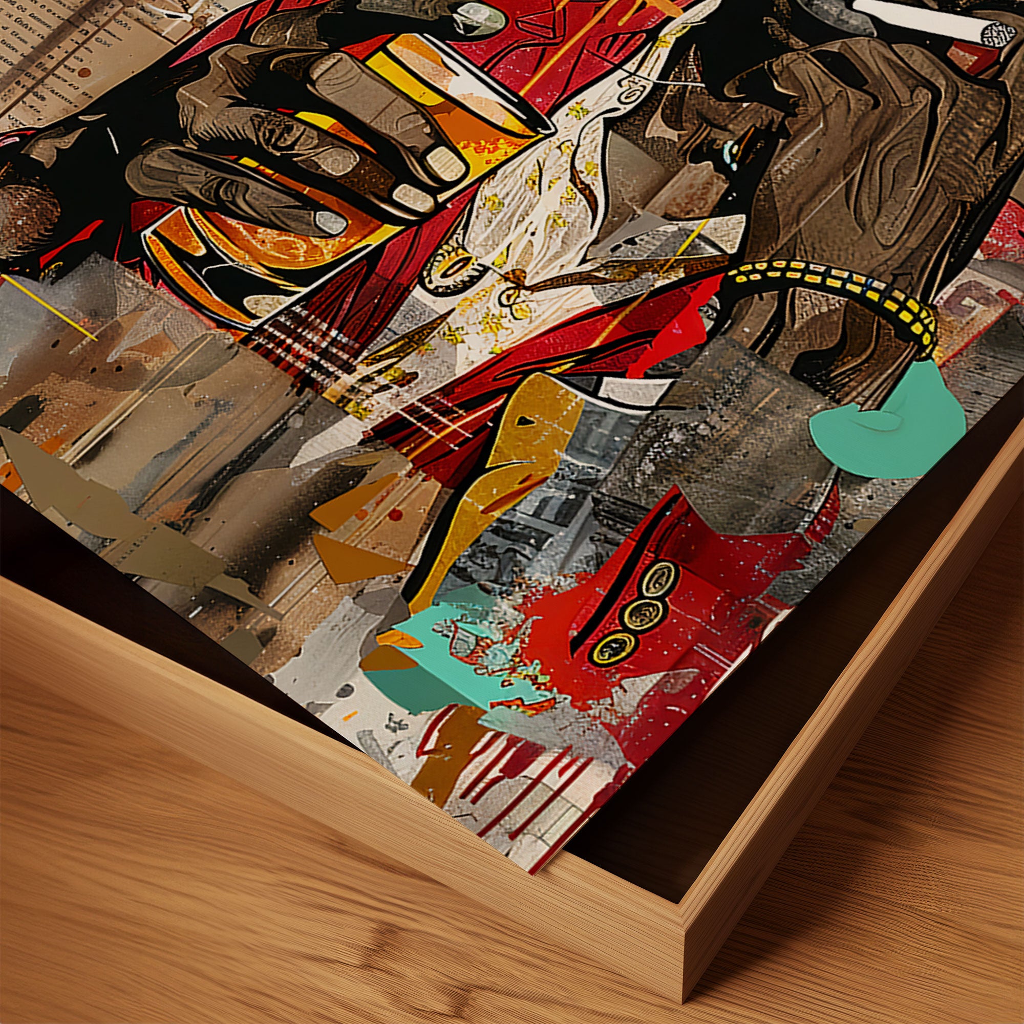 Black Cowboy Pop Art Print featuring a stylish African American cowboy in an edgy graffiti pop art style. Afrocentric Western wall decor with bold colors and textured street art design.