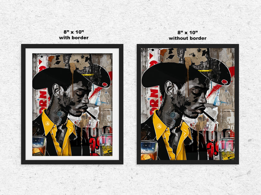African American Cowboy Pop Art Print featuring a stylish Black cowboy in graffiti pop art style with bold colors and urban textures. Afrocentric Western-inspired artwork celebrating strength, culture, and individuality.