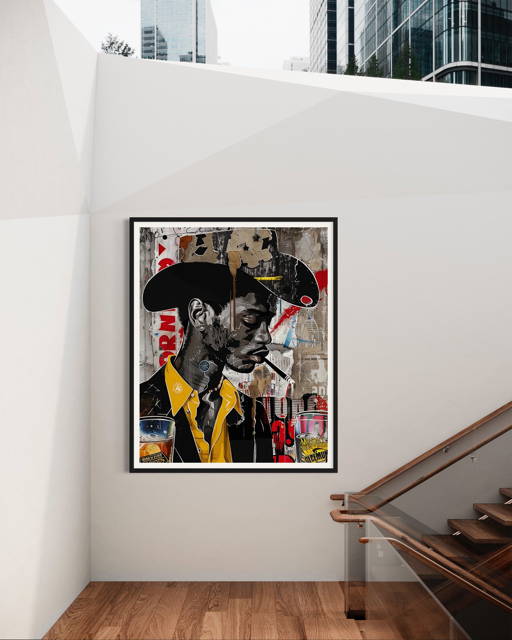 African American Cowboy Pop Art Print featuring a stylish Black cowboy in graffiti pop art style with bold colors and urban textures. Afrocentric Western-inspired artwork celebrating strength, culture, and individuality.