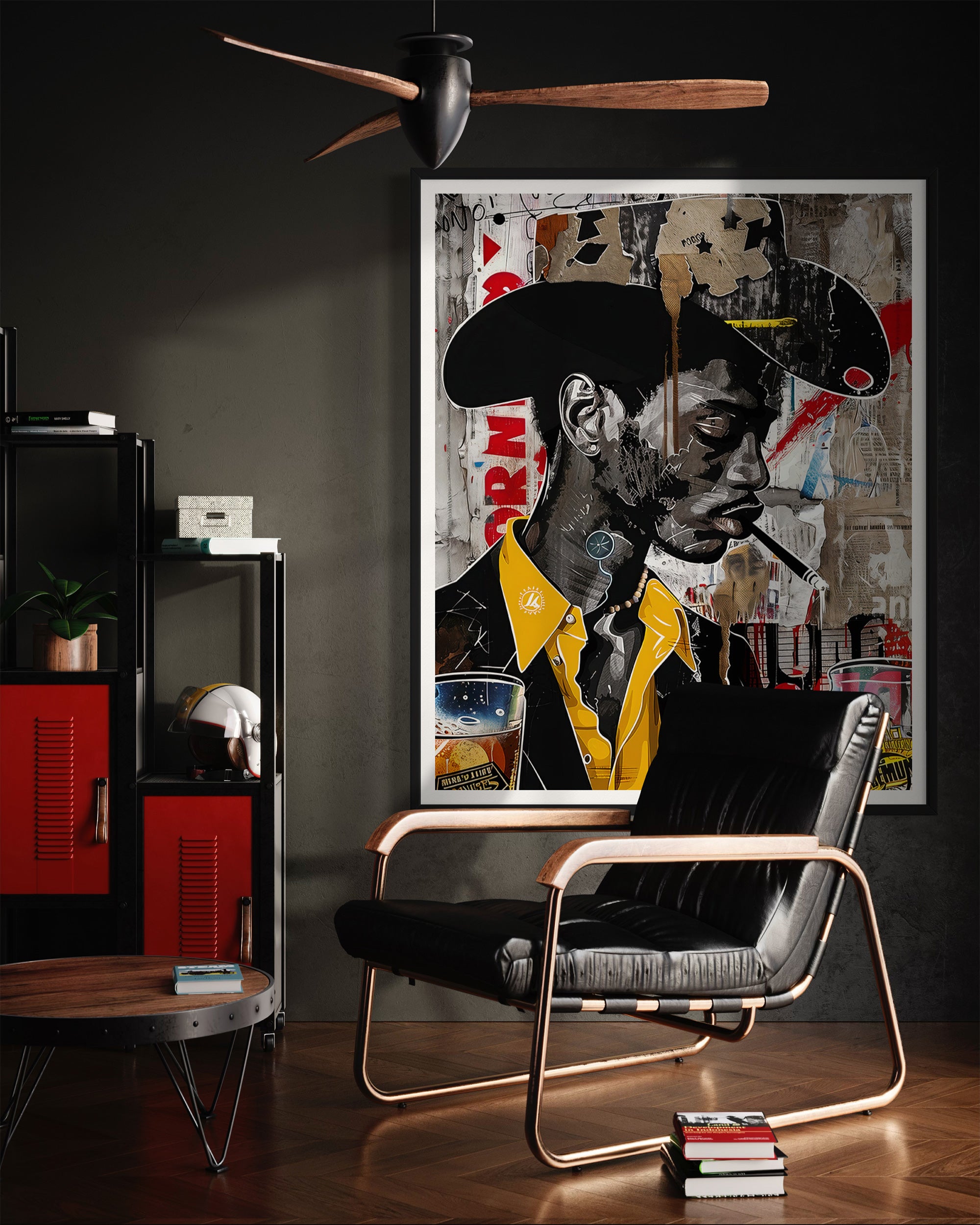African American Cowboy Pop Art Print featuring a stylish Black cowboy in graffiti pop art style with bold colors and urban textures. Afrocentric Western-inspired artwork celebrating strength, culture, and individuality.