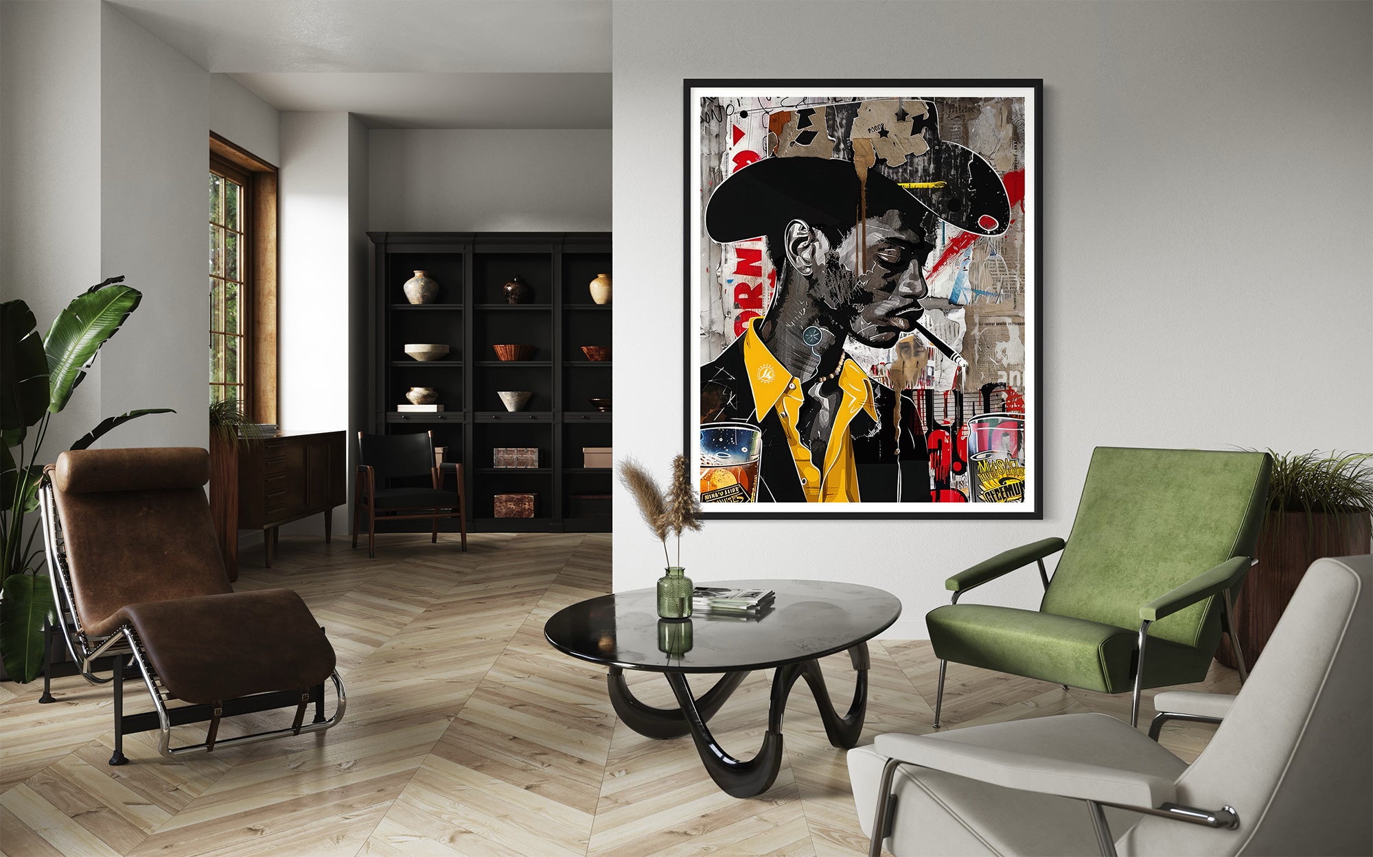 African American Cowboy Pop Art Print featuring a stylish Black cowboy in graffiti pop art style with bold colors and urban textures. Afrocentric Western-inspired artwork celebrating strength, culture, and individuality.