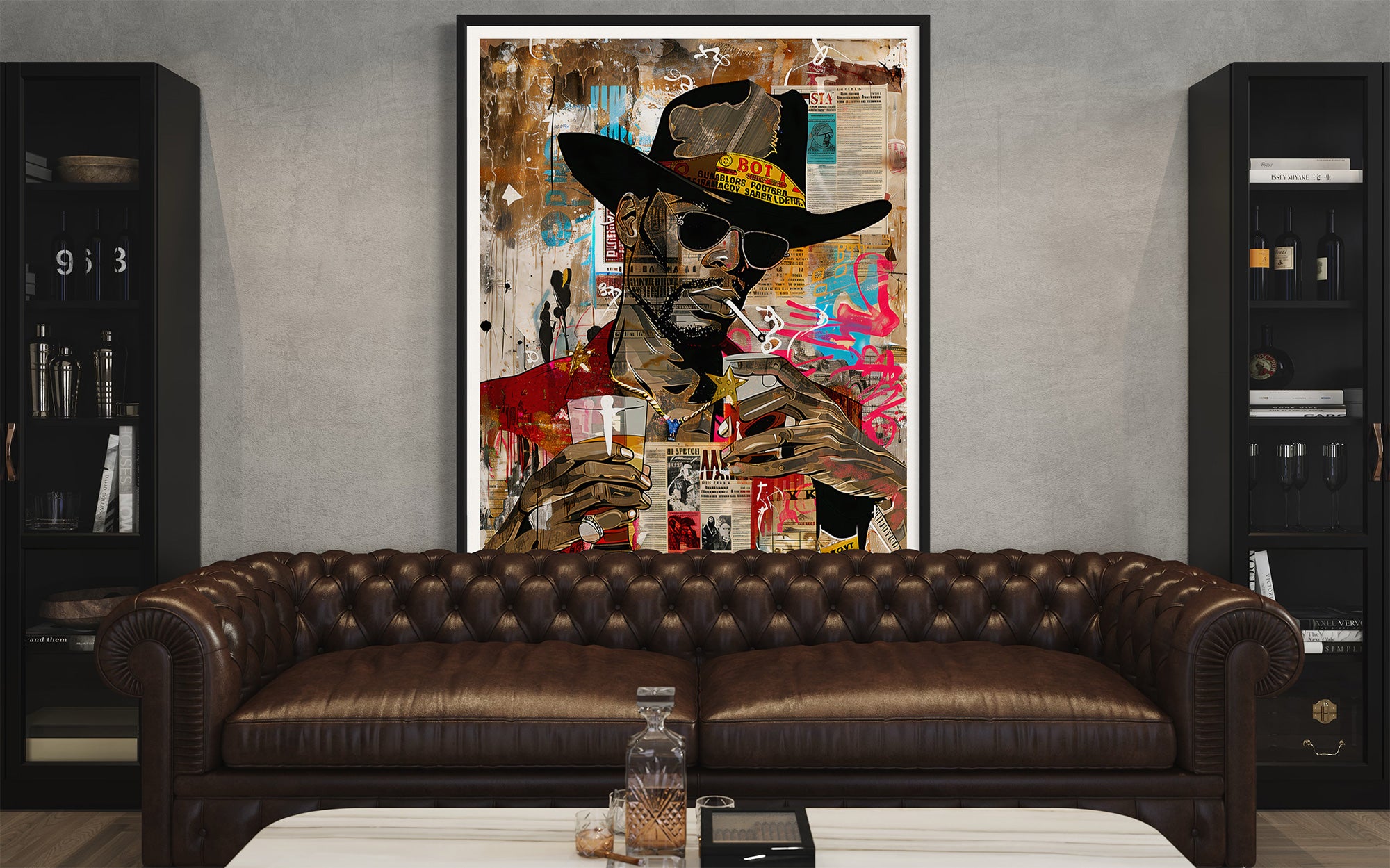 Add bold culture and color to your walls with this African American Cowboy Pop Art Print, featuring a modern graffiti-style design. A powerful Afrocentric artwork that celebrates Western heritage and urban expression.
