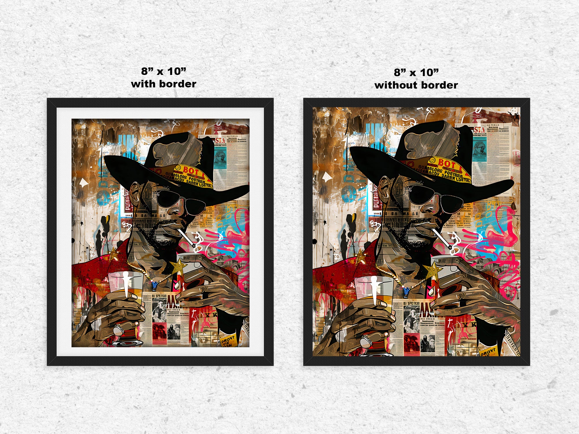 Add bold culture and color to your walls with this African American Cowboy Pop Art Print, featuring a modern graffiti-style design. A powerful Afrocentric artwork that celebrates Western heritage and urban expression.