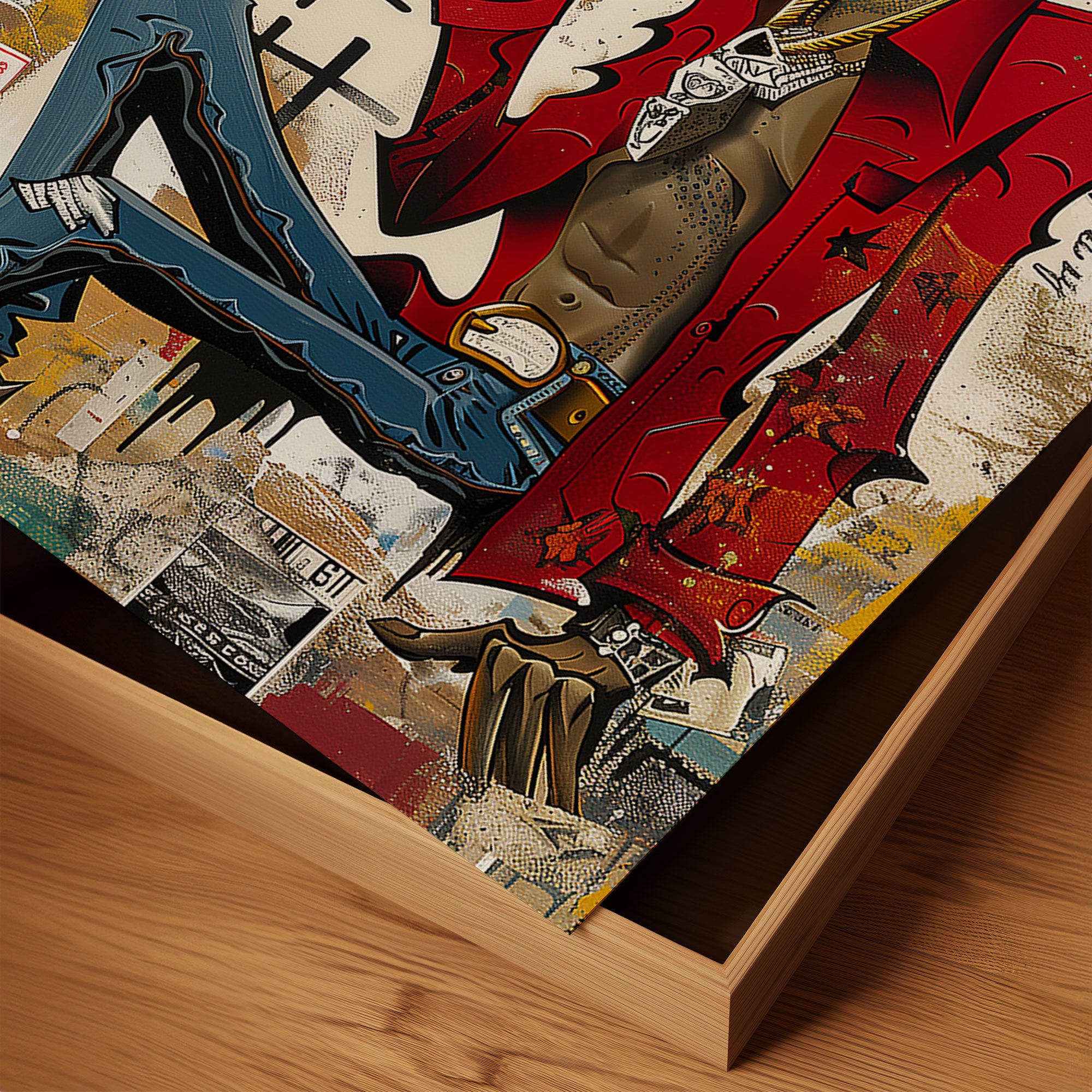 Cartoon Character Urban Black Cowboy Pop Art Print featuring an African American cowboy drinking whiskey. Afrocentric urban Western wall art in bold graffiti-inspired colors and textures.