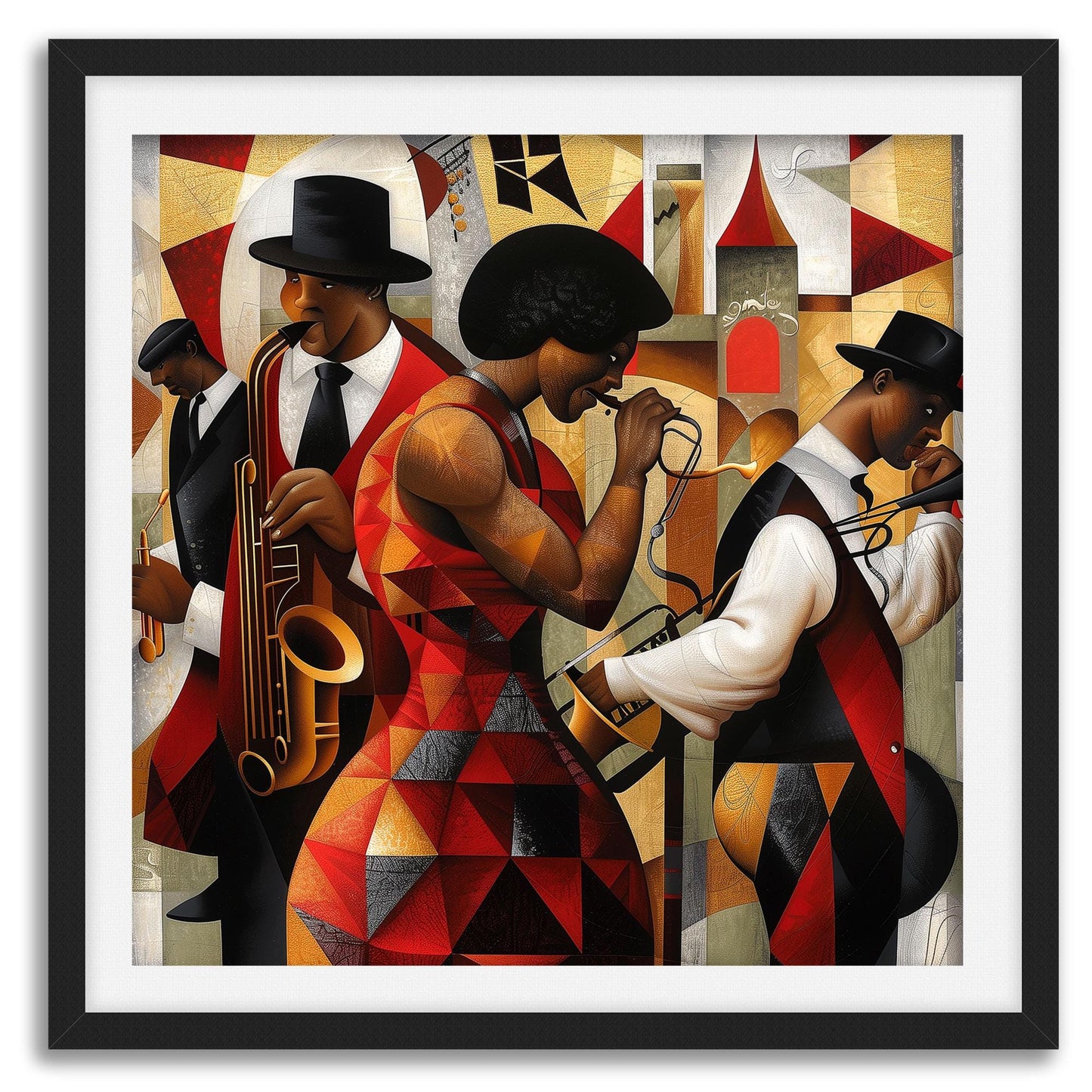 Jazz Musicians African American Art Print Harlem Renaissance - Style 02