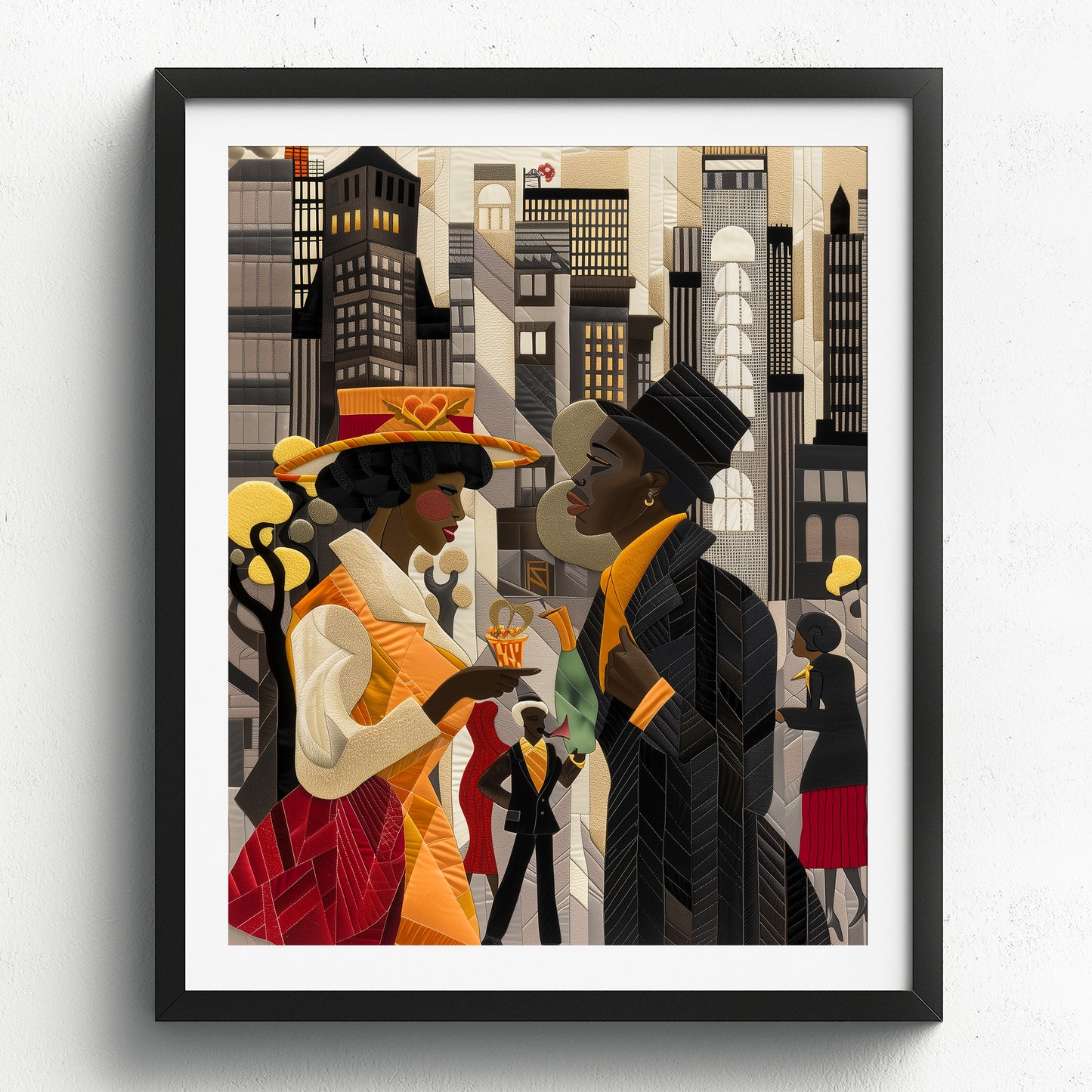 Abstract African American Ladies and Gents of Harlem Renaissance Art Print - Style 03