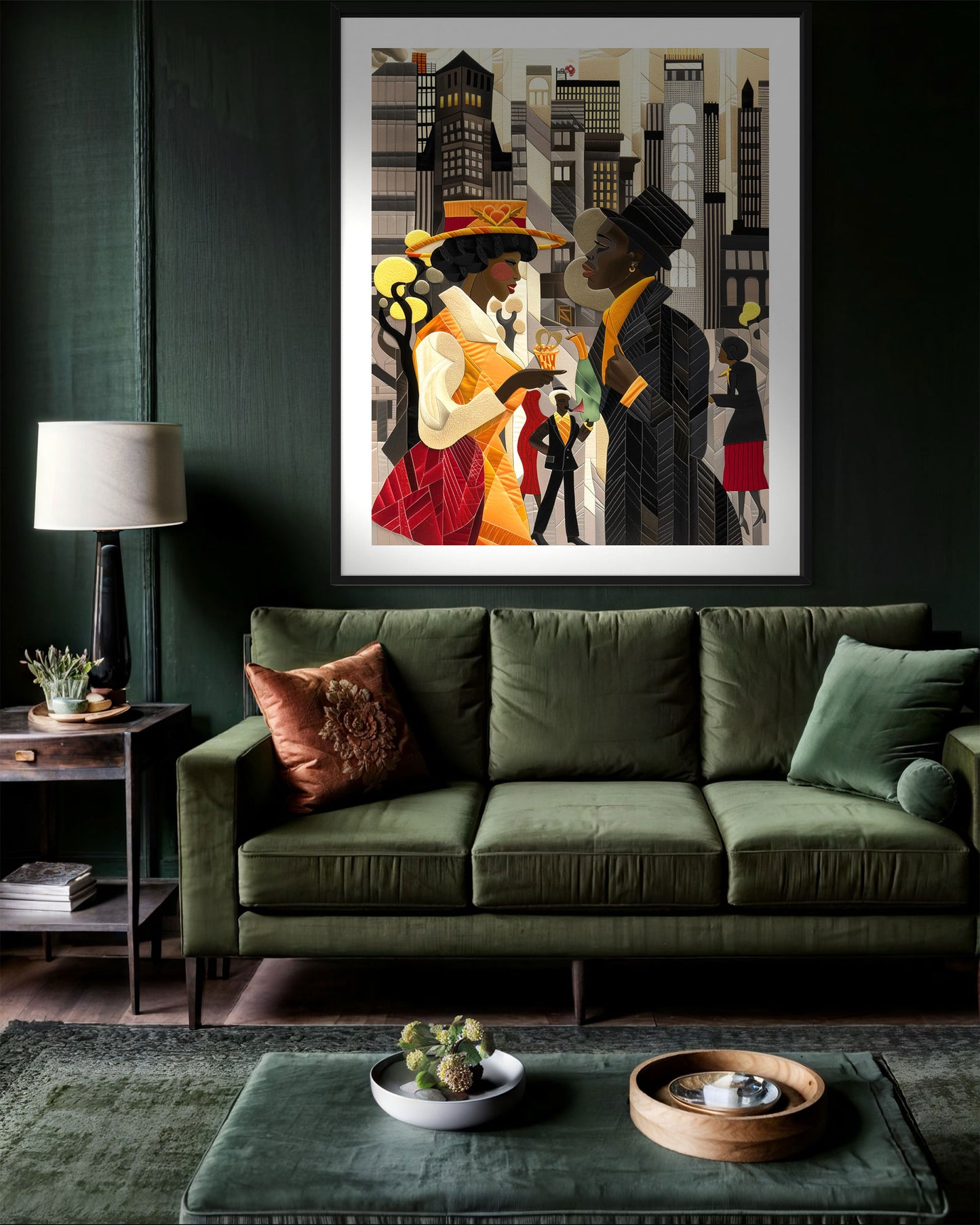 Abstract African American Ladies and Gents of Harlem Renaissance Art Print - Style 03