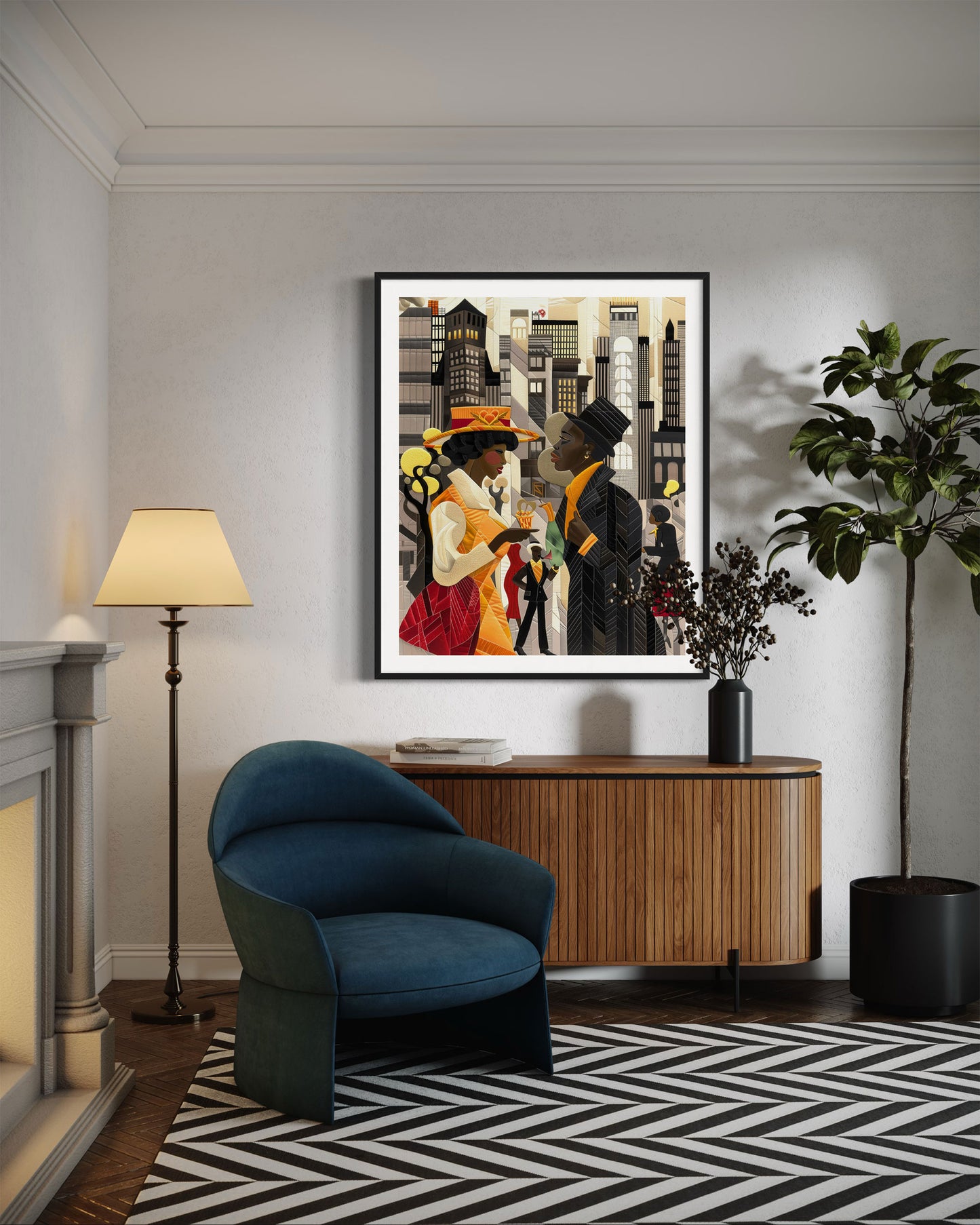 Abstract African American Ladies and Gents of Harlem Renaissance Art Print - Style 03