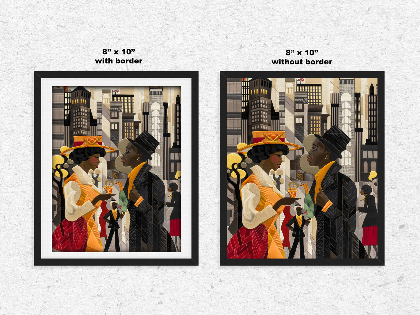 Abstract African American Ladies and Gents of Harlem Renaissance Art Print - Style 03