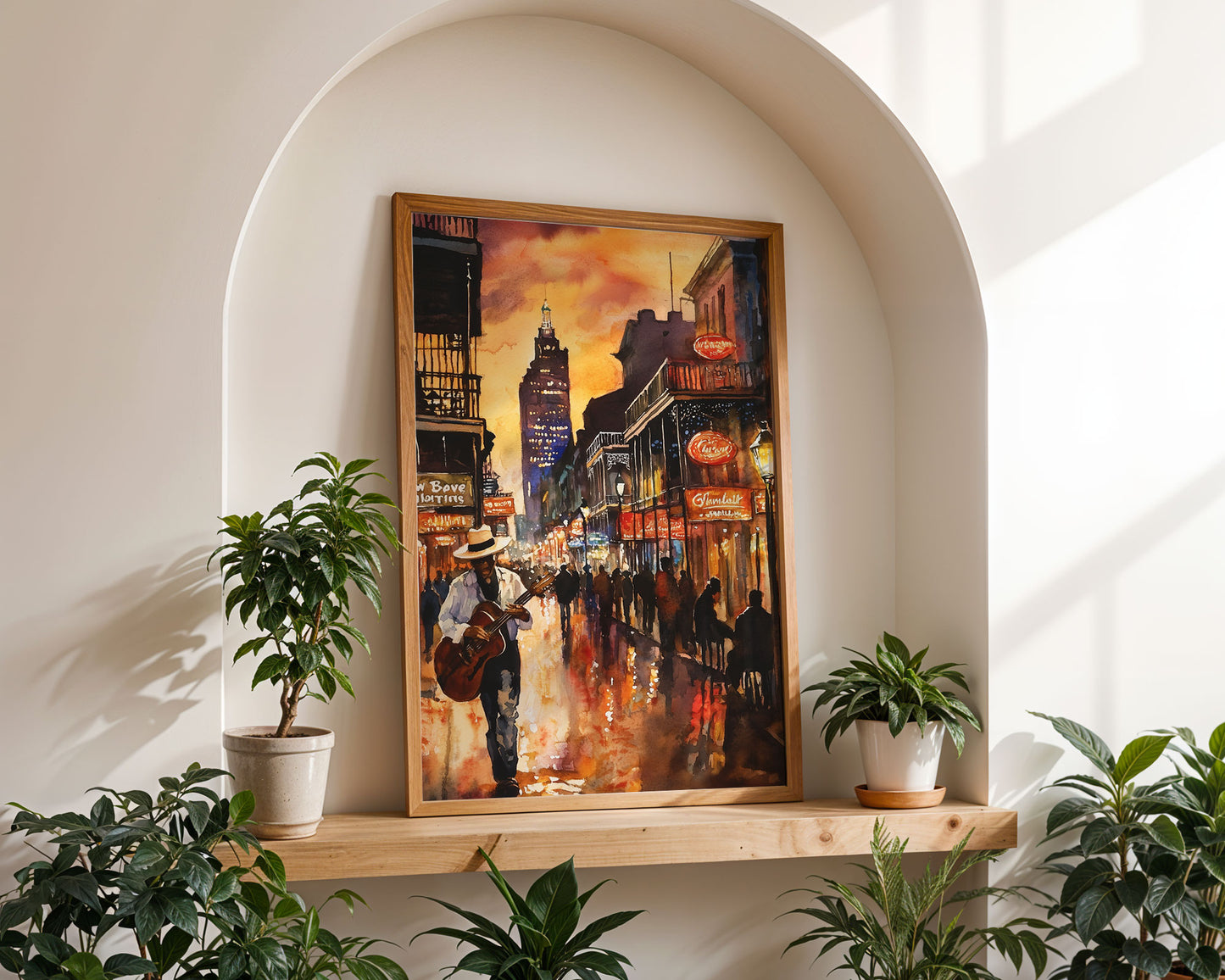 Bourbon Street New Orleans Wall Art Print - Black Man Guitar Player