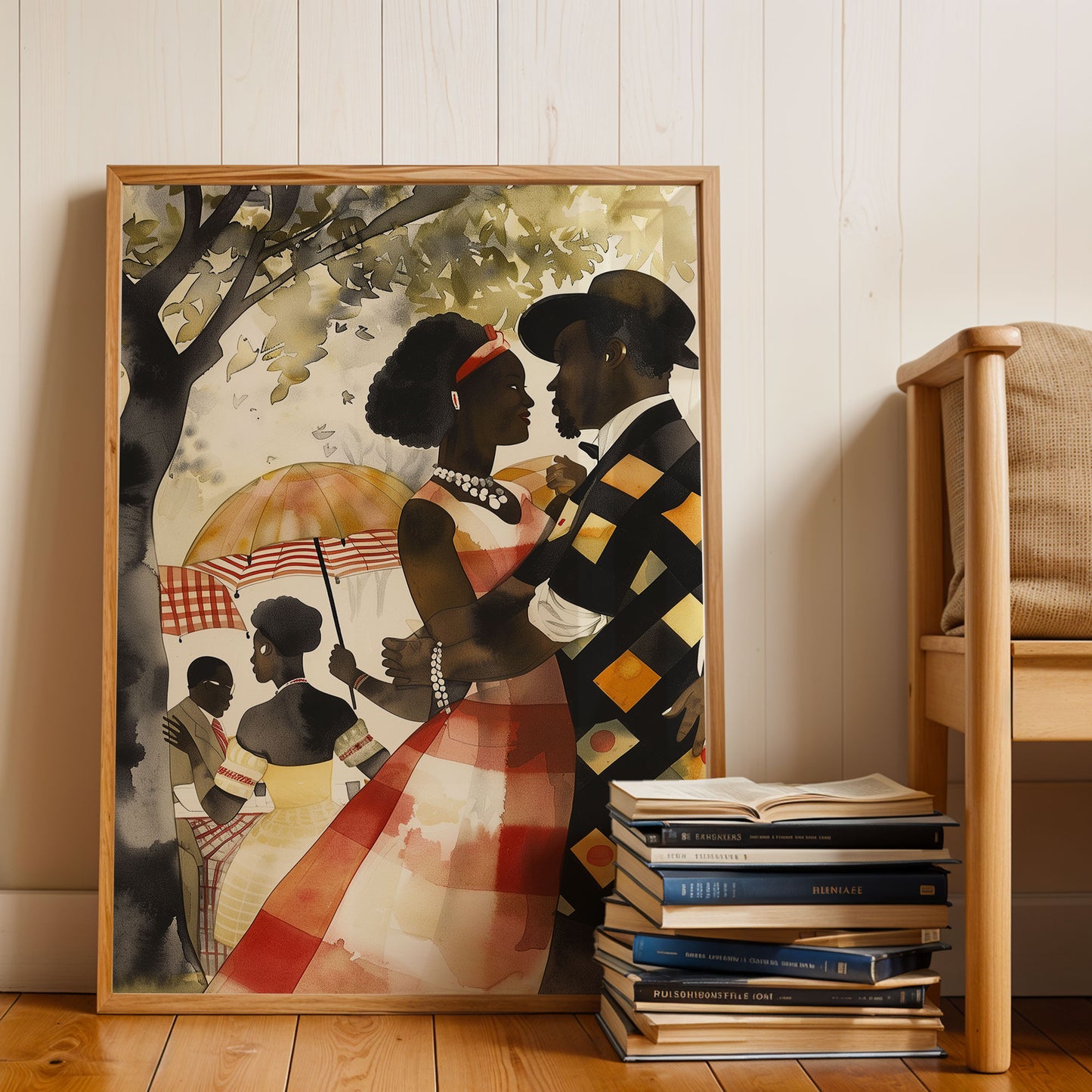 Romantic African American Couple Wall Art - Style 03