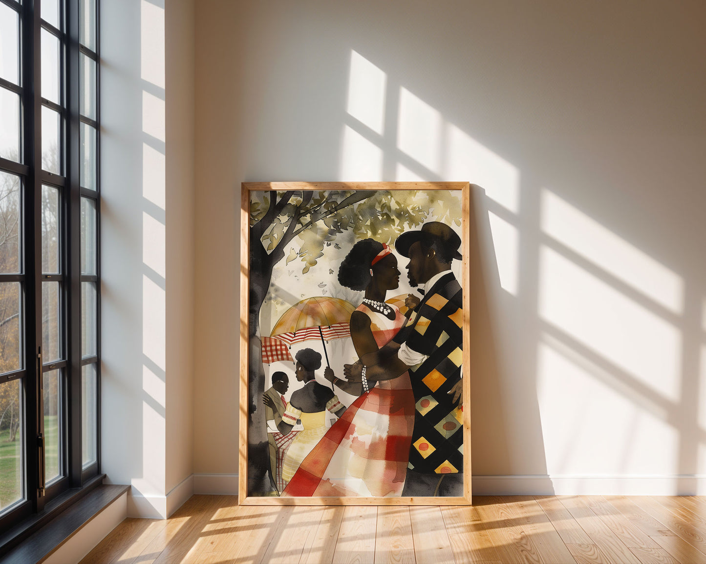 Romantic African American Couple Wall Art - Style 03