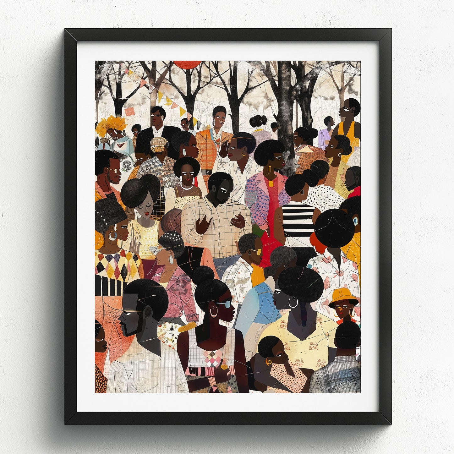 Black People Outdoor Picnic Family Reunion Wall Art - Style 14