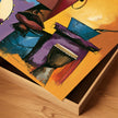 Abstract Afrocentric jazz musicians art print featuring African-inspired musicians in a colorful contemporary composition with bold shapes, expressive movement, and vibrant cultural themes.