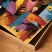 Abstract Afrocentric jazz musicians art print featuring African-inspired musicians in a colorful contemporary composition with bold shapes, expressive movement, and vibrant cultural themes.