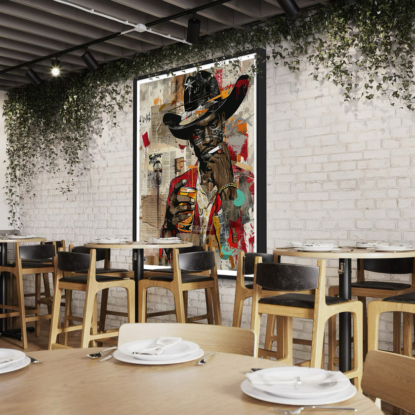 Black Cowboy Pop Art Print: African American Urban Wall Decor - Style 01