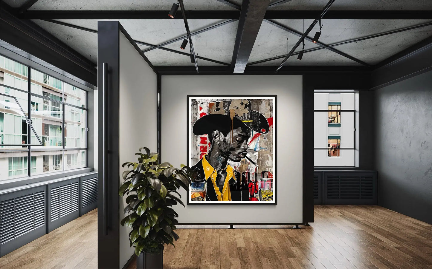 African American Cowboy Pop Art Print featuring a stylish Black cowboy in graffiti pop art style with bold colors and urban textures. Afrocentric Western-inspired artwork celebrating strength, culture, and individuality.