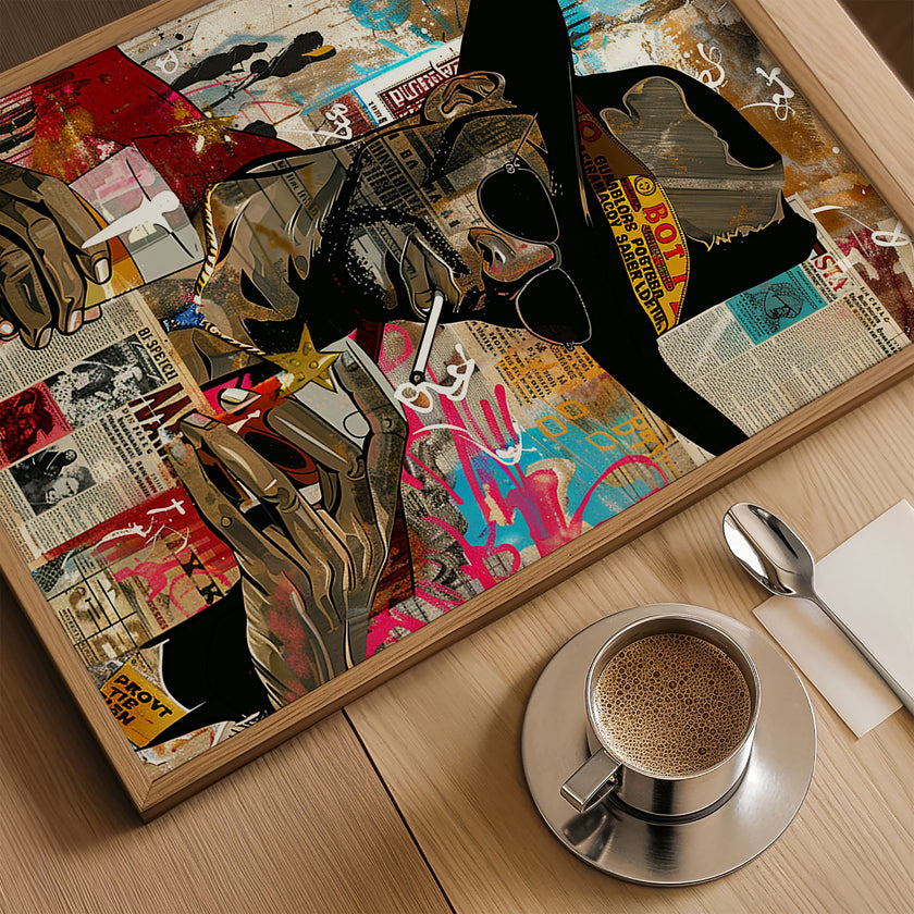 Add bold culture and color to your walls with this African American Cowboy Pop Art Print, featuring a modern graffiti-style design. A powerful Afrocentric artwork that celebrates Western heritage and urban expression.