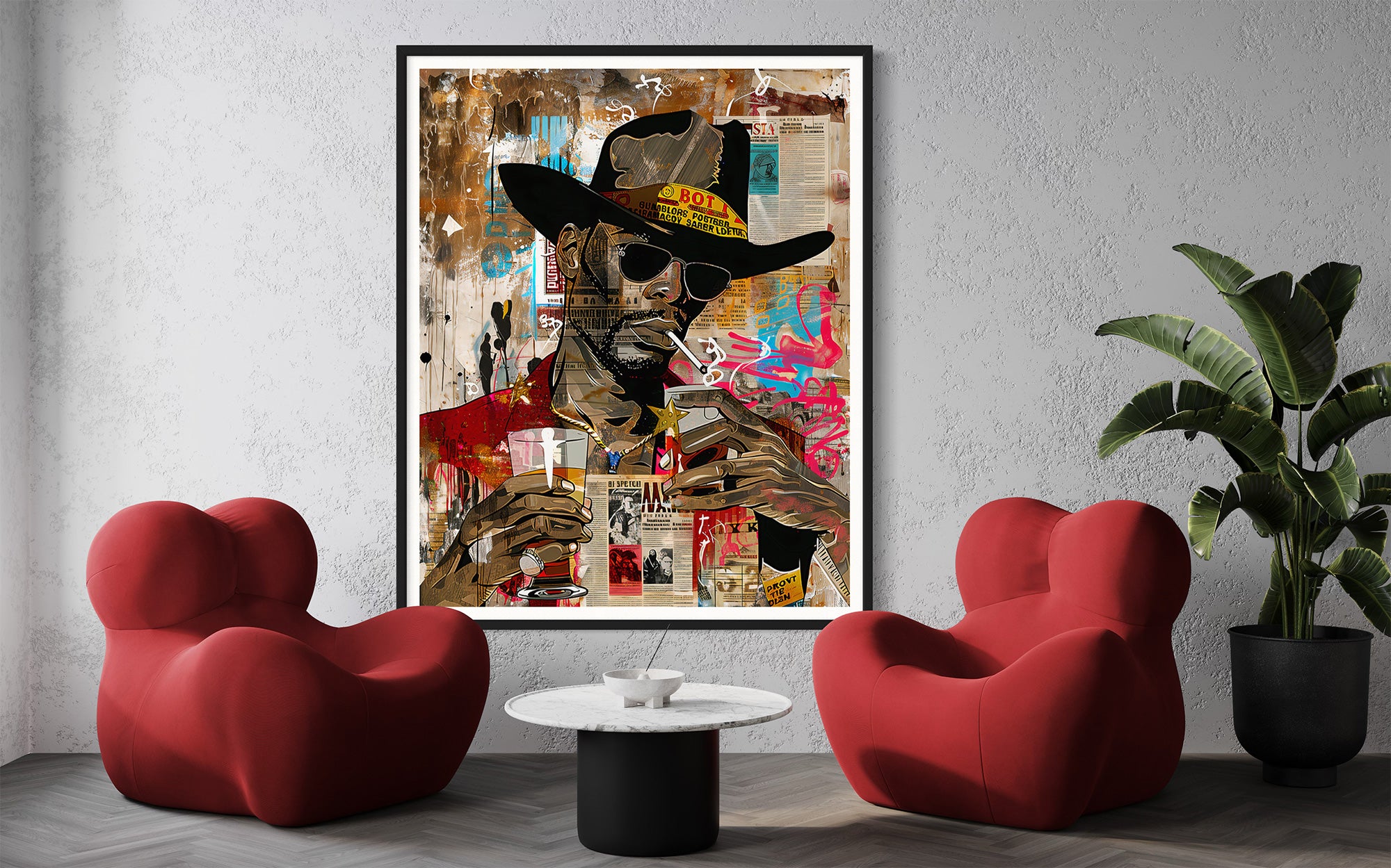 Add bold culture and color to your walls with this African American Cowboy Pop Art Print, featuring a modern graffiti-style design. A powerful Afrocentric artwork that celebrates Western heritage and urban expression.