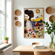 Art print featuring an African American woman in a vibrant garden surrounded by bold, colorful wildflowers. Inspired by quilt patterns and nature scenes, this piece celebrates Black femininity, gardening, and Afrocentric beauty.