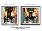Side-by-side comparison of rectangular and square fine art print formats, showing how the same artwork is displayed in different aspect ratios to suit various home décor styles.
