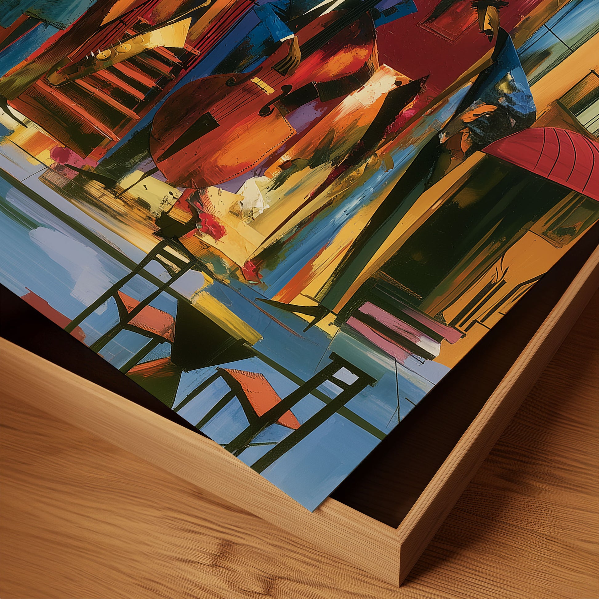 Close up detail showing texture and brush strokes of the art print.