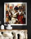Celebrate Harlem’s golden age with the Jazz Musicians Art Print, featuring Afrocentric abstract Bauhaus style artwork of African American performers. Perfect wall decor for music lovers and collectors of Harlem Renaissance art.