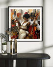 Celebrate Harlem’s golden age with the Jazz Musicians Art Print, featuring Afrocentric abstract Bauhaus style artwork of African American performers. Perfect wall decor for music lovers and collectors of Harlem Renaissance art.