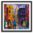 Set of 3 Afrocentric Harlem street scene art prints showing Black people on brownstone-lined streets capturing the vibrant culture and everyday life of Harlem.
