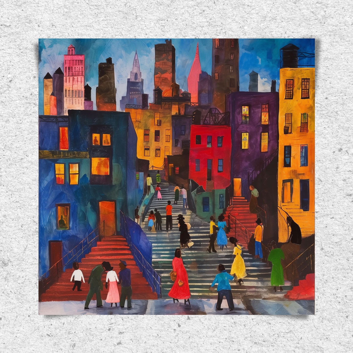 Harlem Neighborhood Black People Street Life Wall Art Print - Style 05