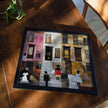 Harlem Neighborhood Art Print featuring Black ladies in Sunday white dresses, capturing the vibrancy of street life in a patchwork-inspired abstract African American art style. A tribute to Harlem culture and Black artistry.