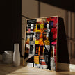 Harlem Neighborhood Brownstones Art Print featuring Afrocentric abstract art depicting Harlem lifestyle and African American culture.