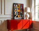 Harlem Neighborhood Brownstones Art Print featuring Afrocentric abstract art depicting Harlem lifestyle and African American culture.