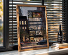 Abstract digital art print of the Studio Museum in Harlem front facade featuring modern architecture, Harlem street life, and cultural energy, representing the spirit of Harlem in an Afrocentric art print.