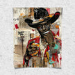 Black Cowboy Pop Art Print featuring a stylish African American cowboy in an edgy graffiti pop art style. Afrocentric Western wall decor with bold colors and textured street art design.