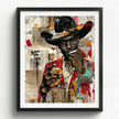 Black Cowboy Pop Art Print featuring a stylish African American cowboy in an edgy graffiti pop art style. Afrocentric Western wall decor with bold colors and textured street art design.