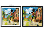 Illustration of a joyful young Black girl happily jumping rope outdoors, celebrating childhood innocence, freedom, playfulness, and Black Girl Joy through colorful Afrocentric artwork.