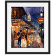 Watercolor digital art of a Black man playing guitar on New Orleans' Bourbon Street at night. The vibrant scene captures the soulful nightlife of The Big Easy, with colorful lights and musical energy filling the street.