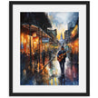 Watercolor digital art of a Black man playing guitar on New Orleans' Bourbon Street at night. The vibrant scene captures the soulful nightlife of The Big Easy, with colorful lights and musical energy filling the street.