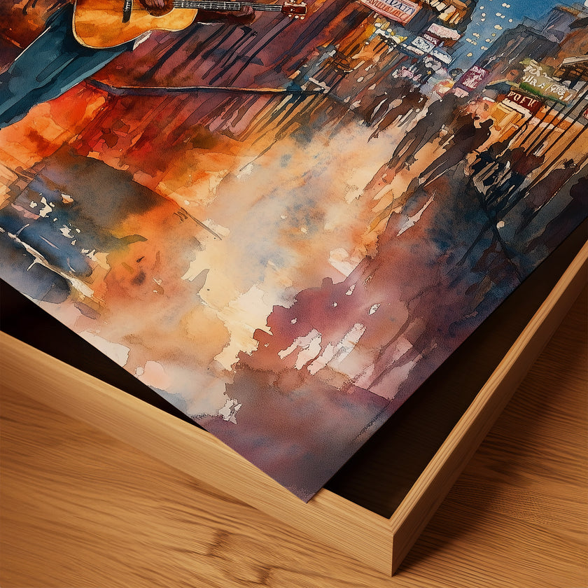 New Orleans The Big Easy Art Print Bourbon Street - Black Man Guitar Player