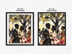 This artwork beautifully captures the joy of togetherness, depicting a picnic celebration with a Black couple filled with love, laughter, and connection.  