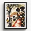 Bring warmth, romance, and cultural beauty into your space with this Afro Watercolor Art Print, featuring a loving Black couple enjoying a romantic moment in the park.