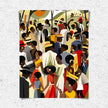 Juneteenth Celebration Family Picnic Art Print depicting an African American family gathering in an outdoor park setting. Afrocentric digital artwork filled with vibrant colors symbolizing joy, freedom, unity, and cultural pride during a Juneteenth celebration.