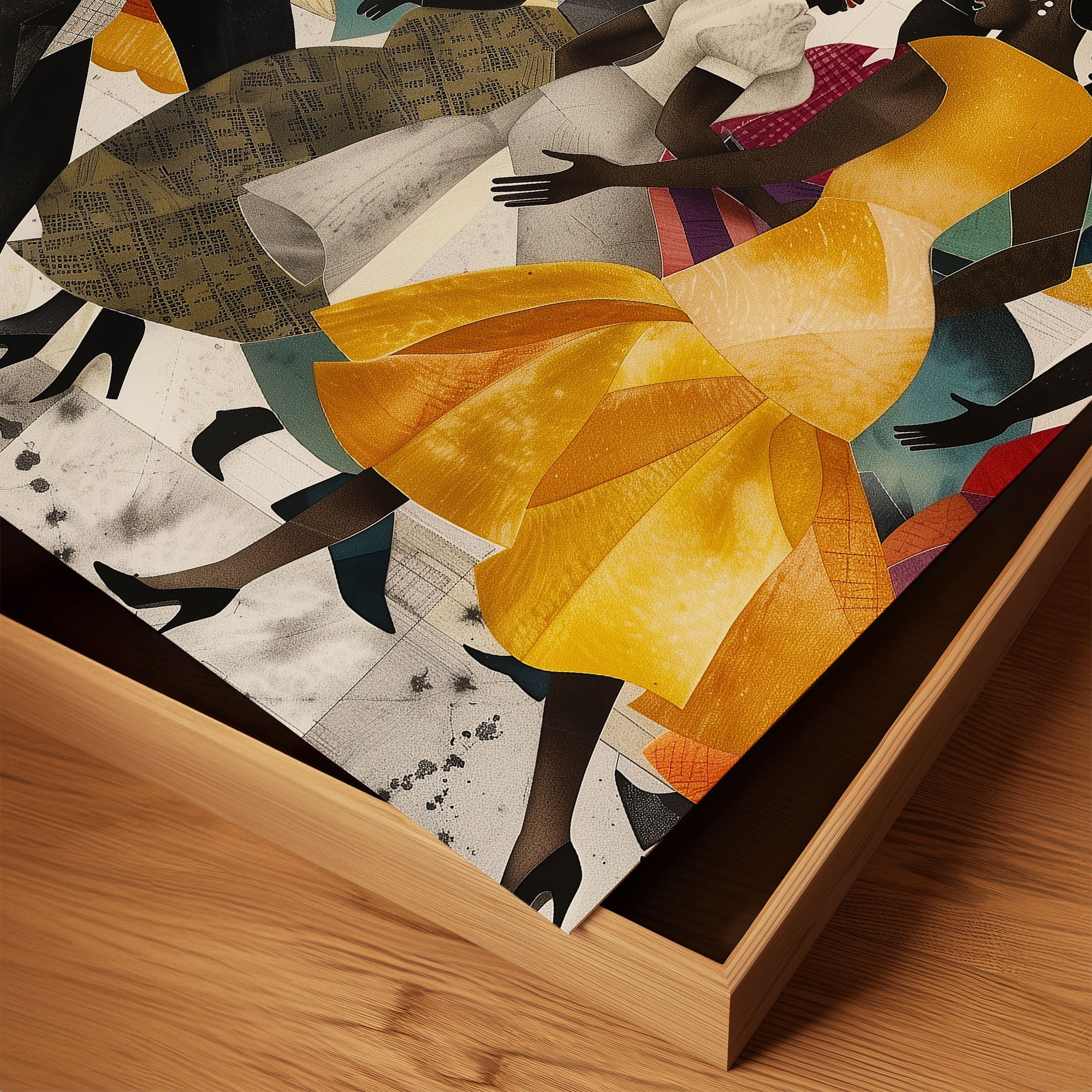 Juneteenth Party Celebration Art Print titled “Picnic in the Park,” featuring African American families and friends gathering outdoors with vibrant Afrocentric colors and patterns; joyful scene of music, food, and community celebrating freedom and heritage.