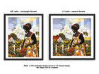 Black woman planting vegetables in her backyard garden, illustrated in a mosaic quilt collage style celebrating ancestral wisdom, self-sufficiency, and Afrocentric garden art.